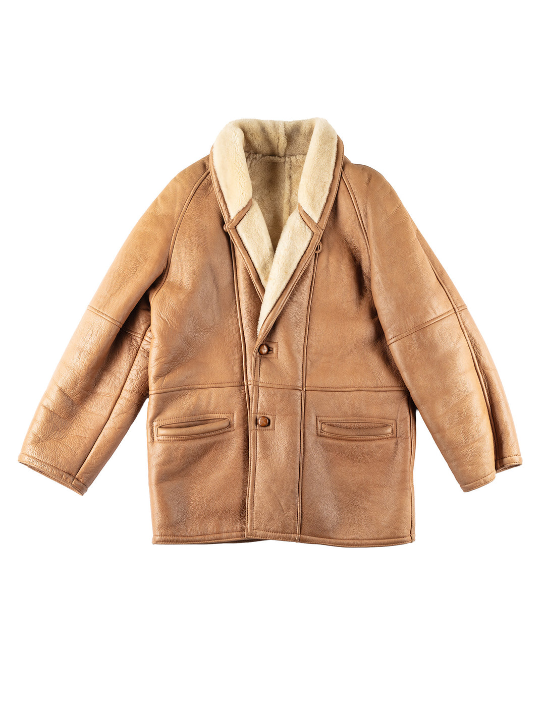 Vintage 90's Men Sheepskin Coat in BrownVN246