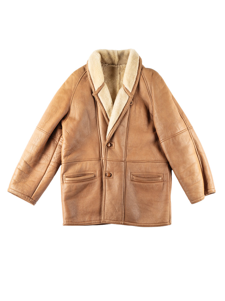 Vintage 90's Men Sheepskin Coat in BrownVN246