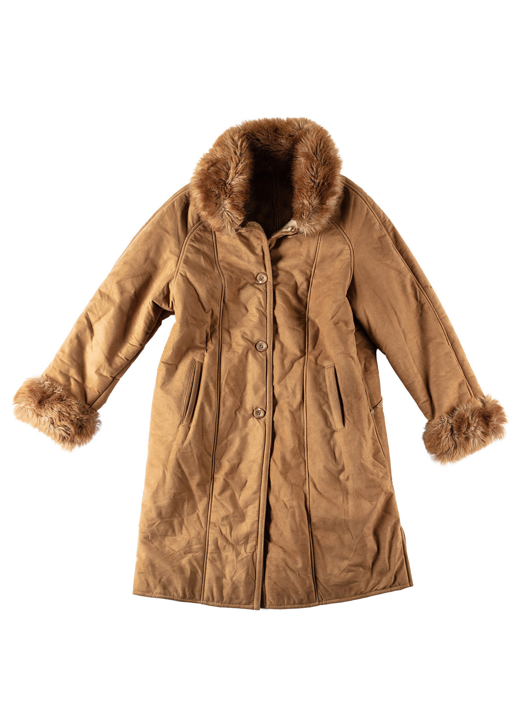 Vintage 70's Women Faux Sheepskin Coat in BeigeMN510