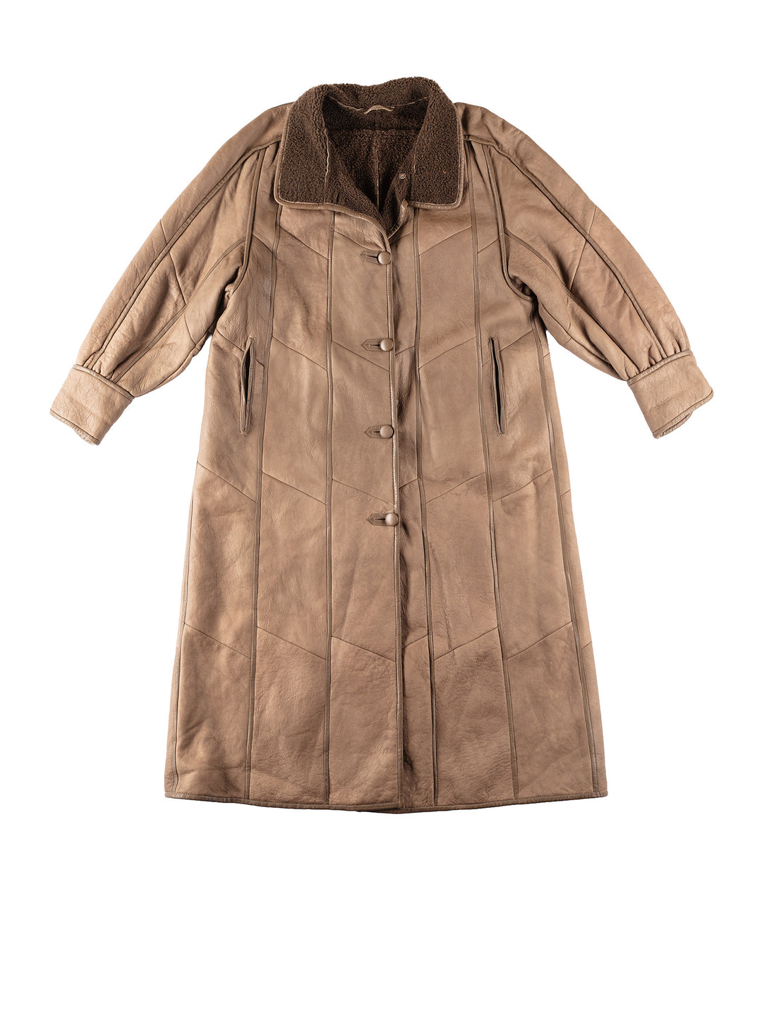 Vintage 90's Women Sheepskin Coat in BeigeMN211