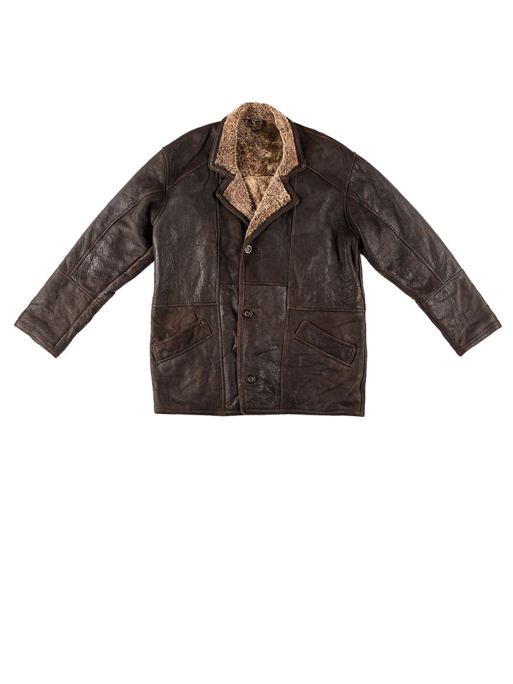 Vintage 80's Men Sheepskin Coat in BrownVN207