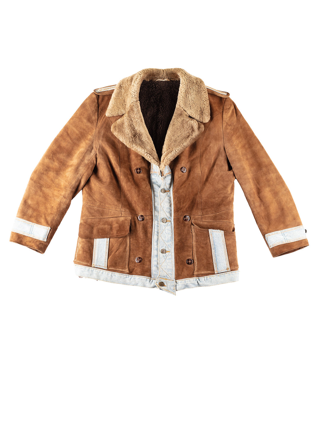 Vintage 90's Men Faux Sheepskin Jacket in BrownVN266