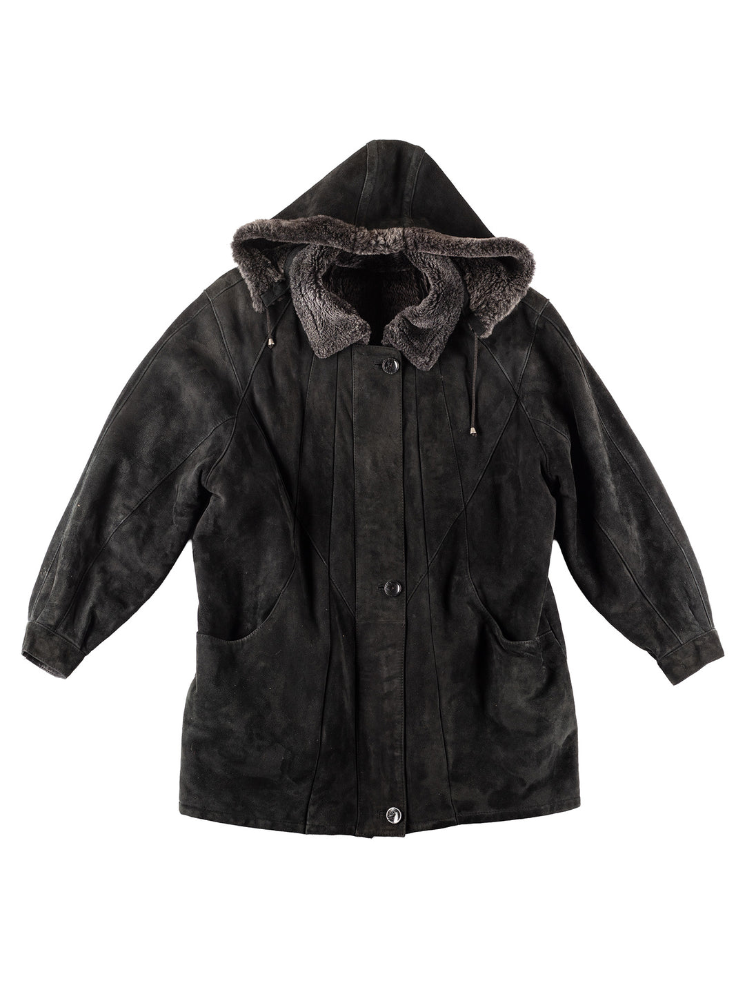 Vintage 90's Women Sheepskin Coat in Black