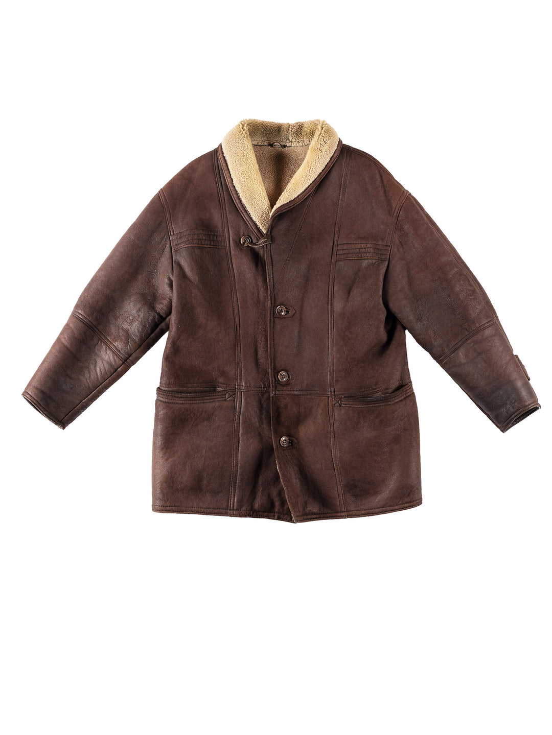 Vintage 80's Men Sheepskin Coat in BrownVN115