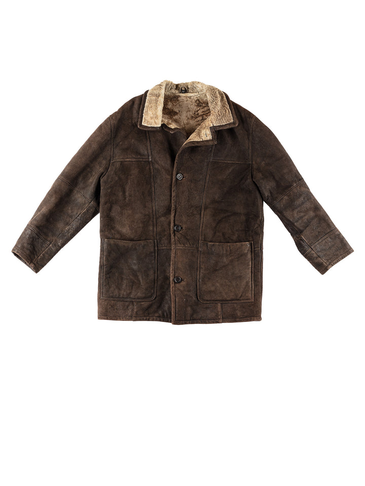 Vintage 80's Men Sheepskin Coat in BrownVN230
