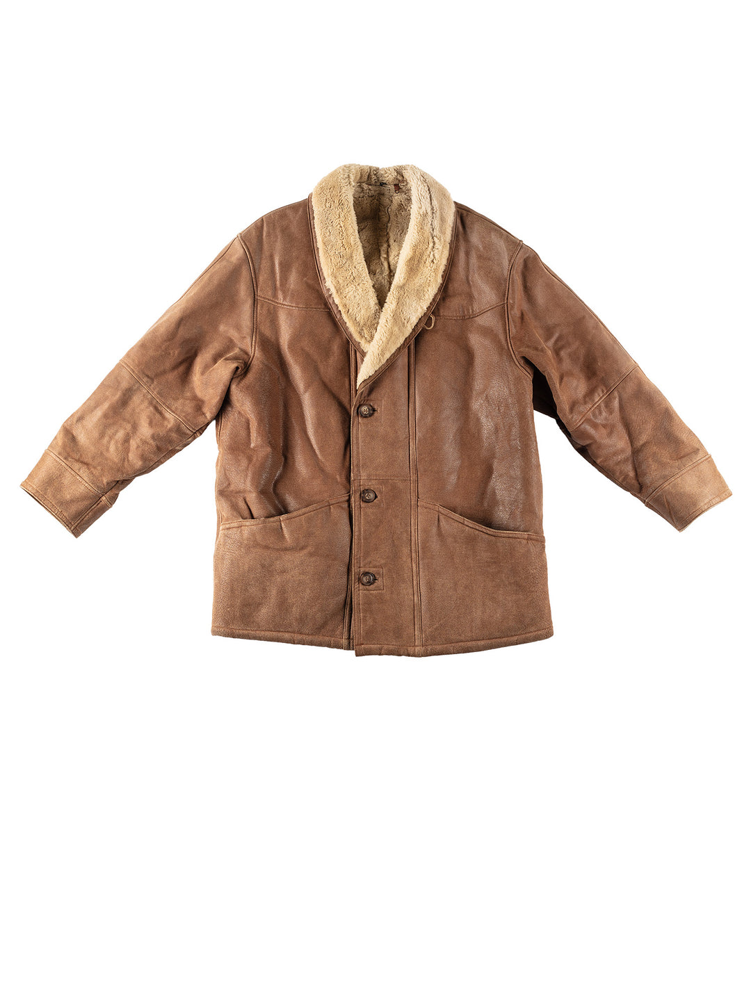 Vintage 90's Men Faux Sheepskin Coat in BrownVN241
