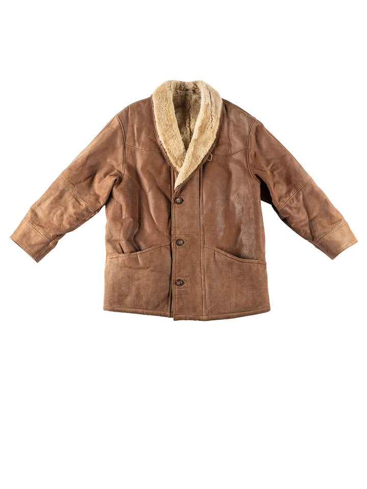 Vintage 90's Men Faux Sheepskin Coat in BrownVN241
