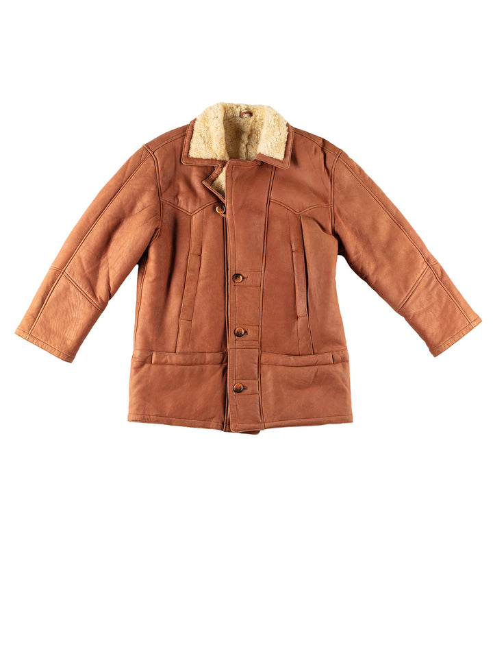 Vintage 80's Men Sheepskin Coat in BrownVN193