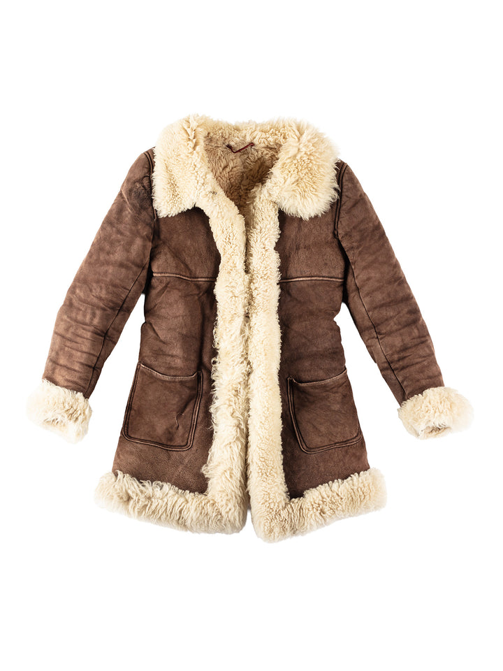 Vintage 70's Women Sheepskin Coat in BrownMN303
