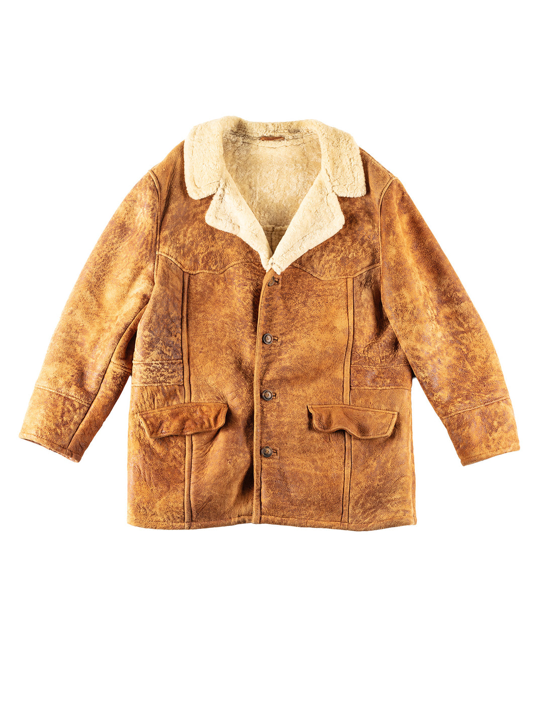 Vintage 80's Men Sheepskin Coat in BrownVN252