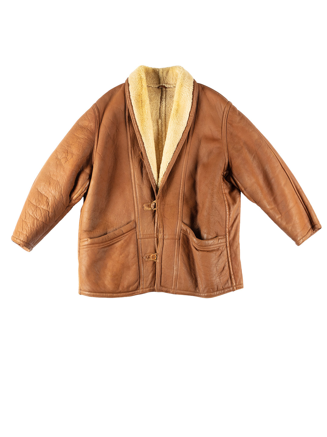 Vintage 80's Men Sheepskin Coat in BrownVN105