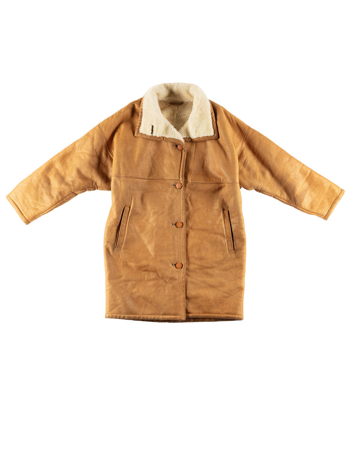 Vintage 80's Women Sheepskin Coat in BrownVN493
