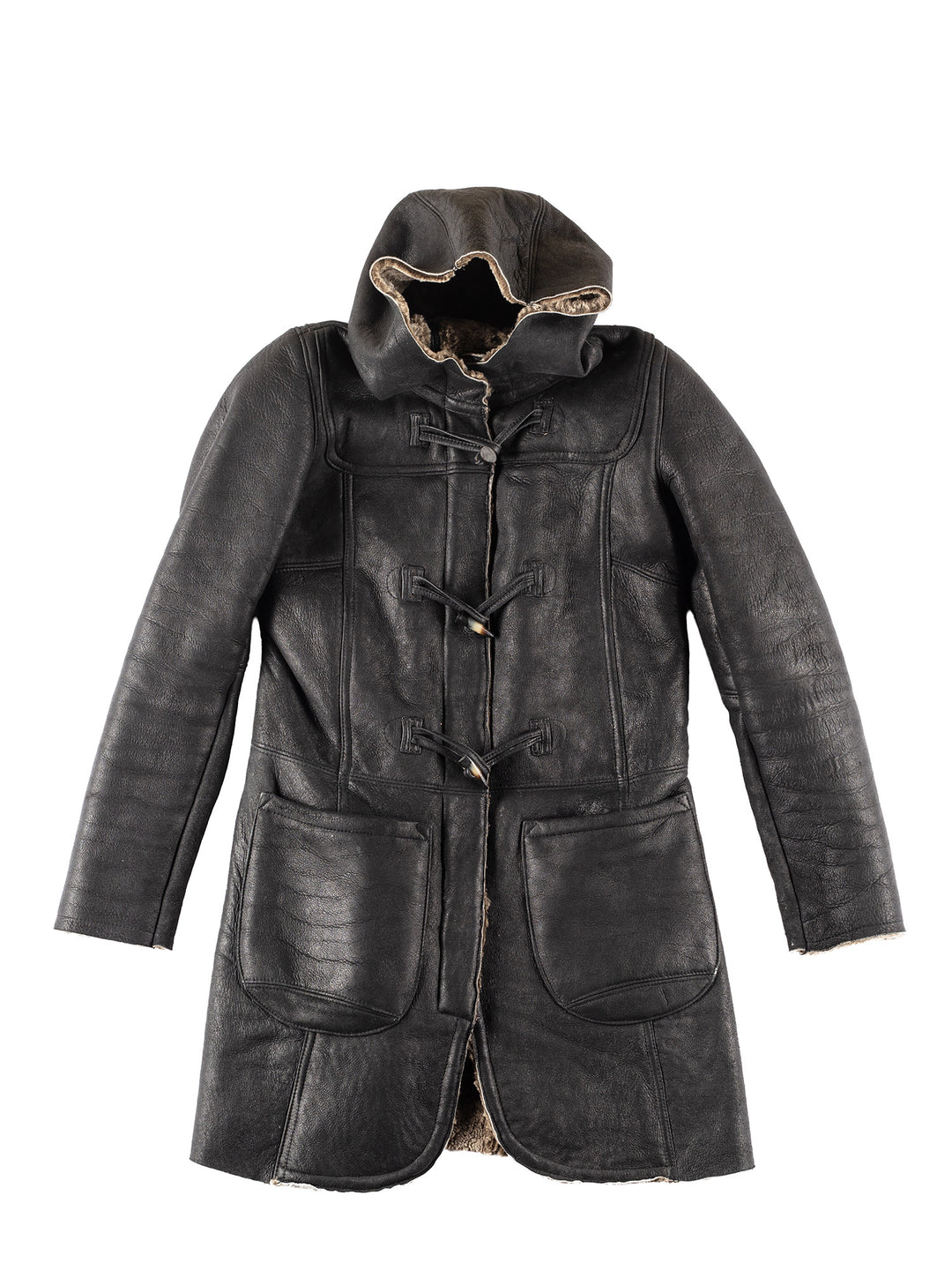 Vintage 80's Women Sheepskin Coat in Black
