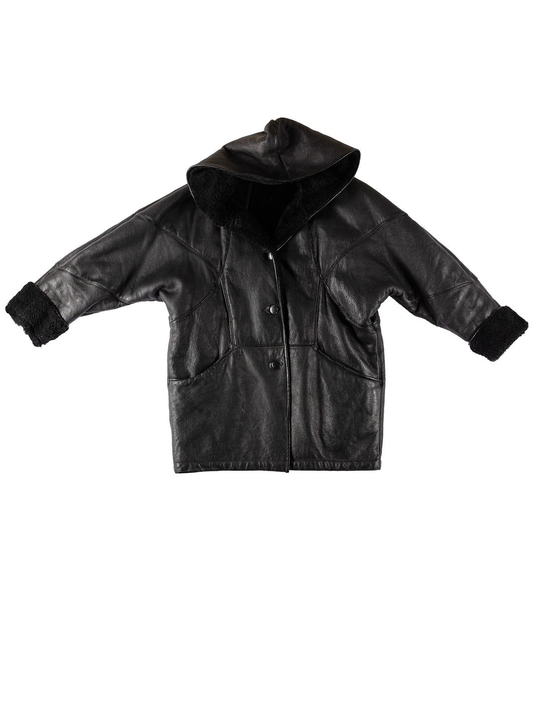 Vintage 80's Women Sheepskin Coat in BlackMN525