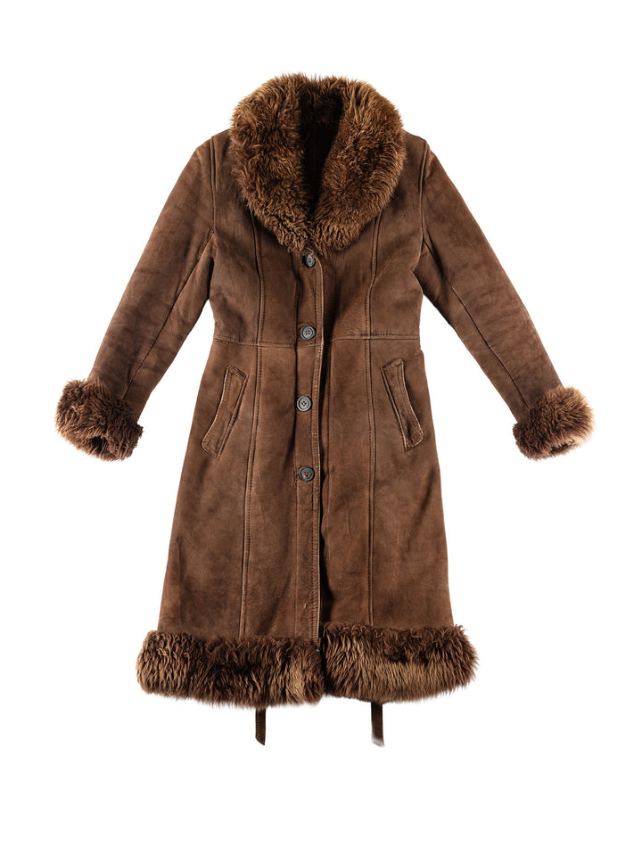 Vintage 70's Women Sheepskin Coat in BrownMN185