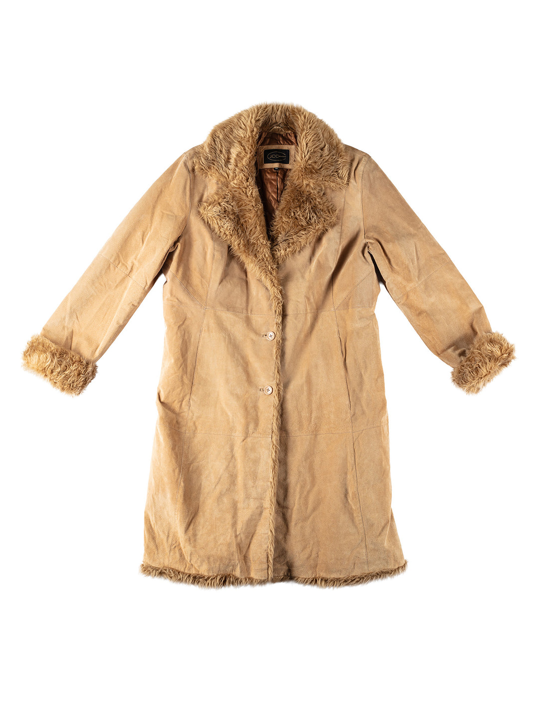 Vintage 90's Women Suede Coat in BeigeMN232