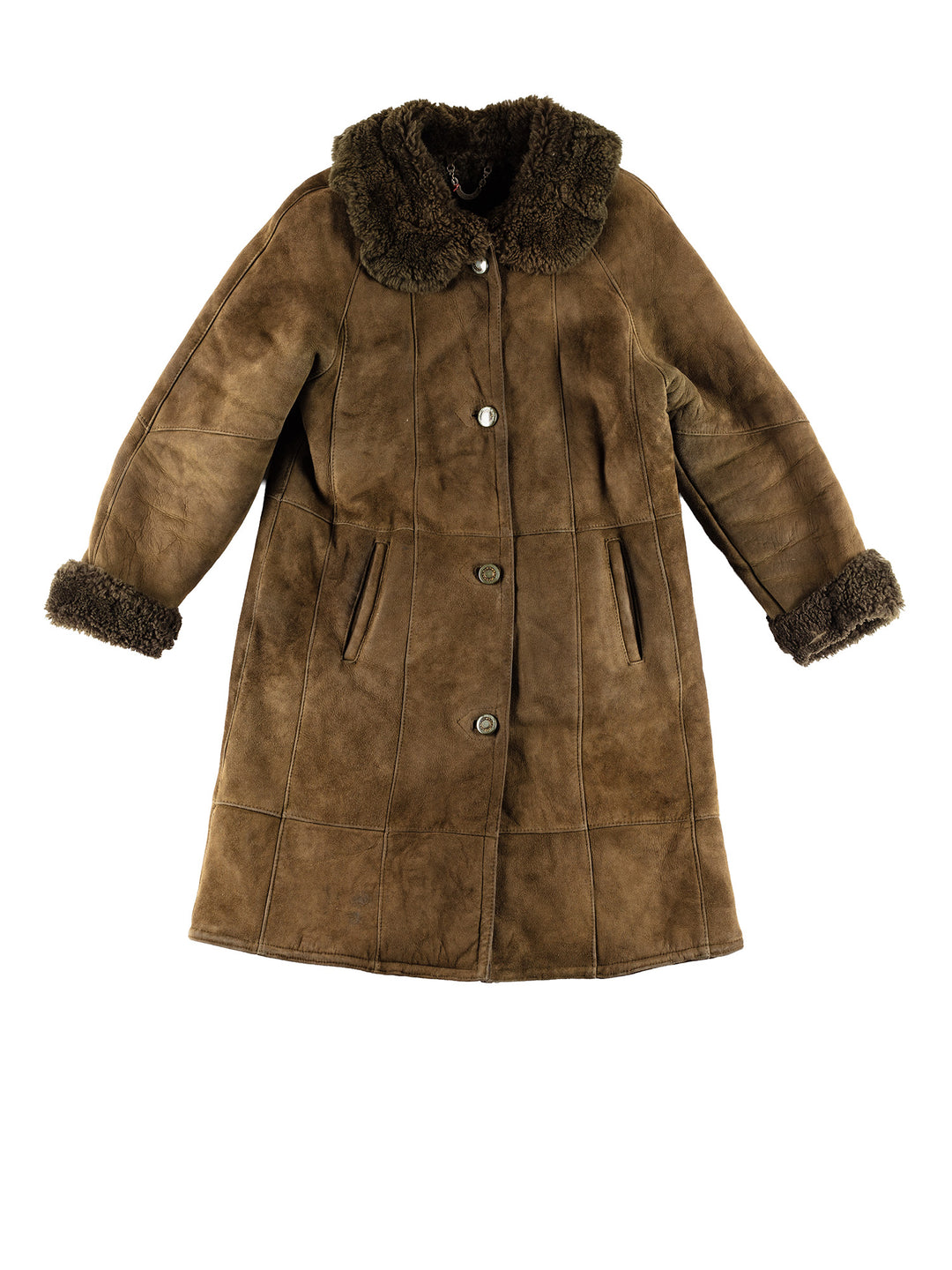 Vintage 80's Women Sheepskin Coat in GreenMN435