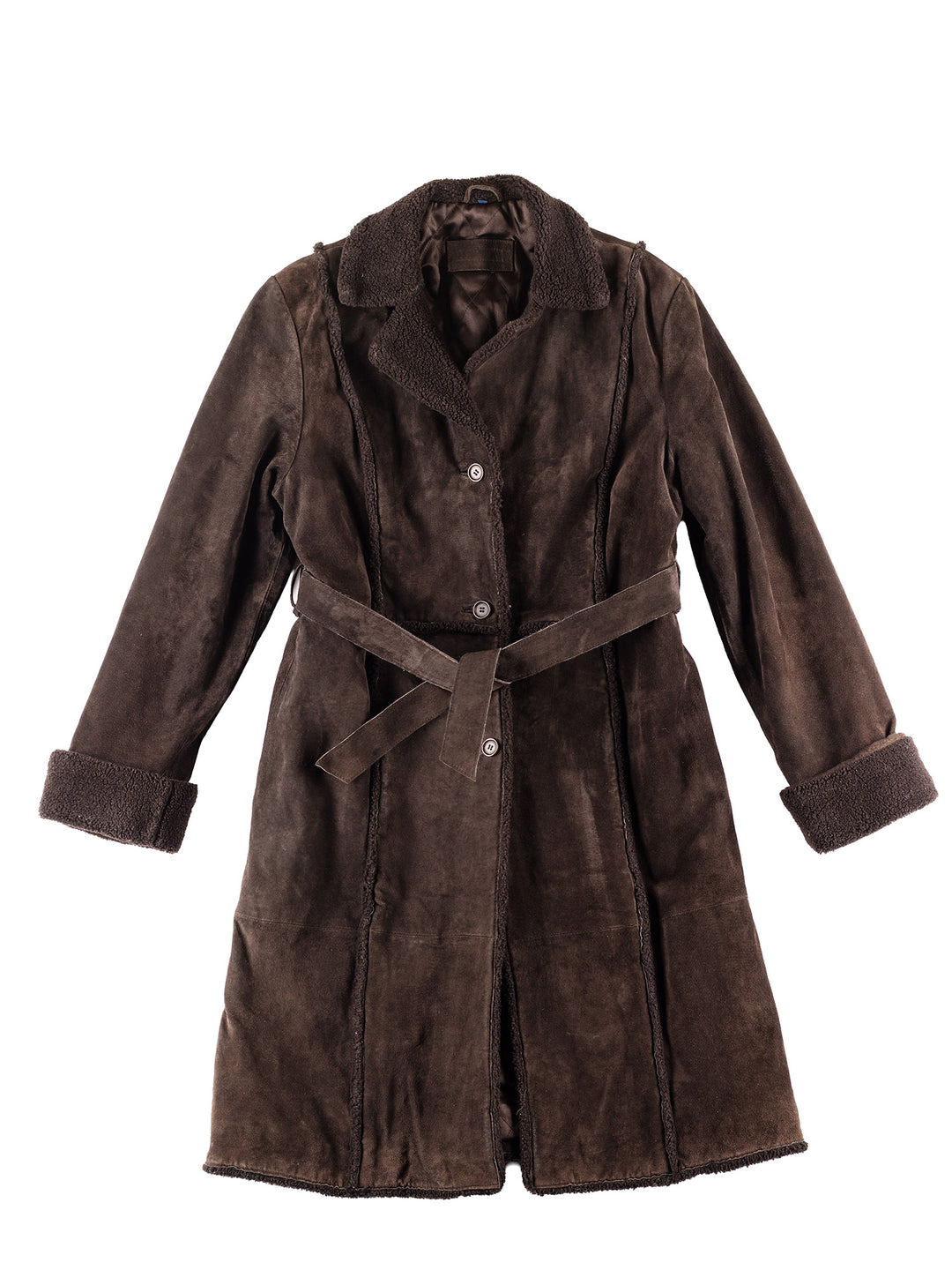 Vintage 90's Women Faux Sheepskin Coat in Brown