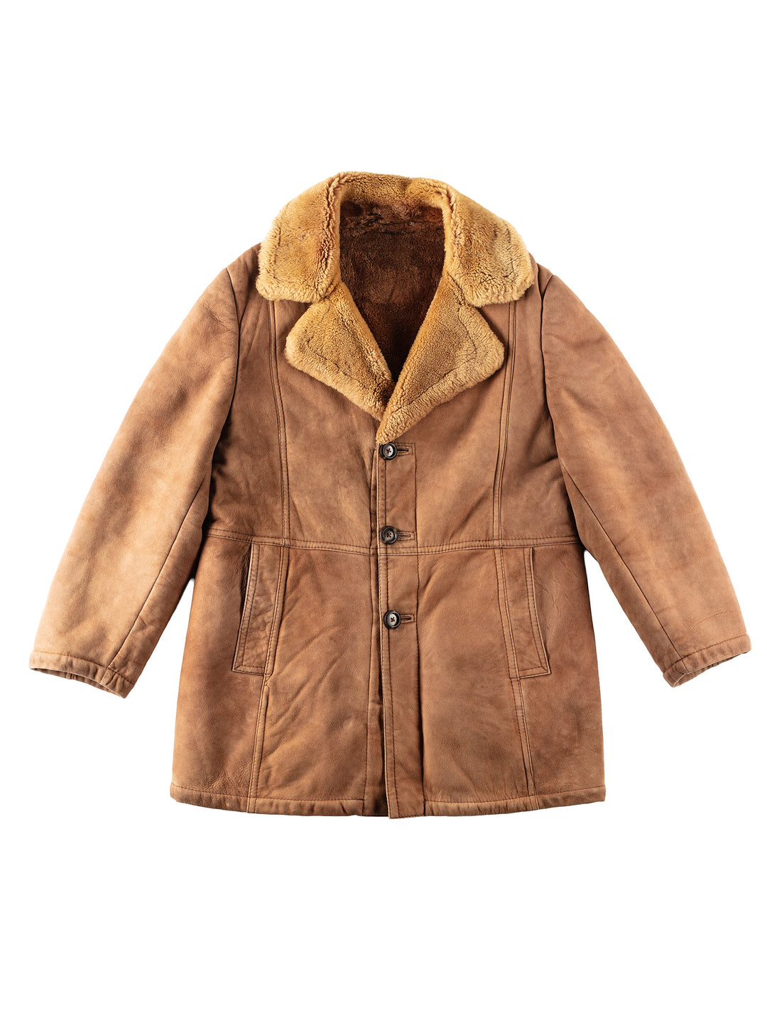 Vintage 80's Men Sheepskin Coat in BrownVN163