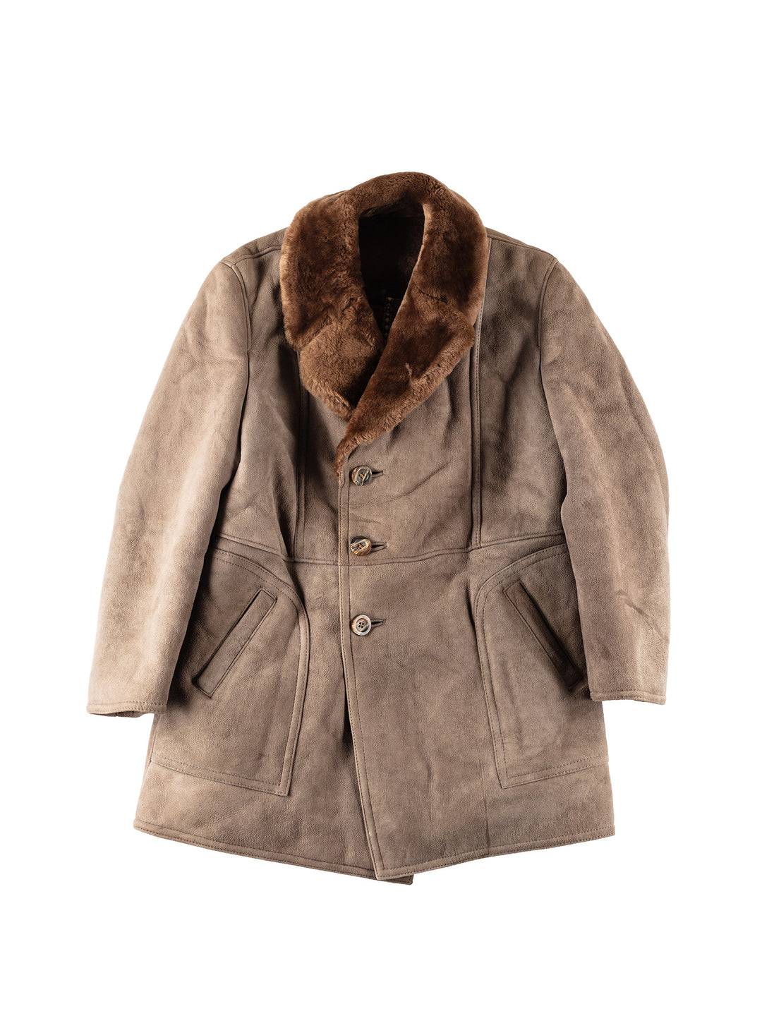 Vintage 80's Men Sheepskin Coat in BeigeVN248