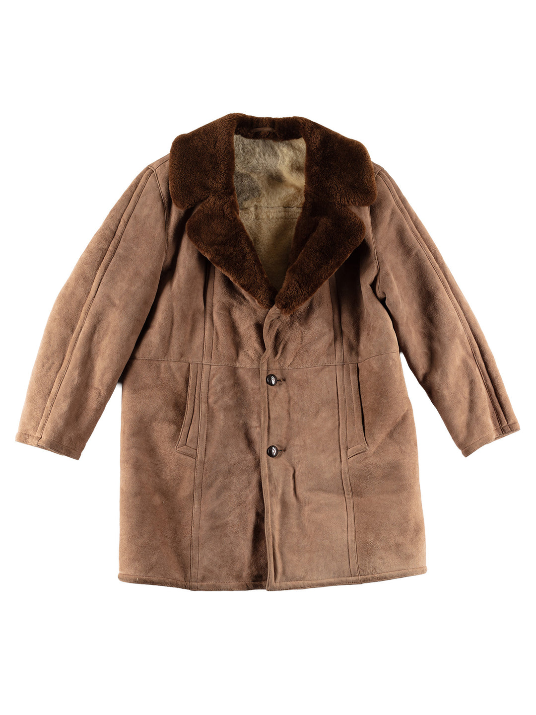 Vintage 80's Men Sheepskin Coat in BrownVN483