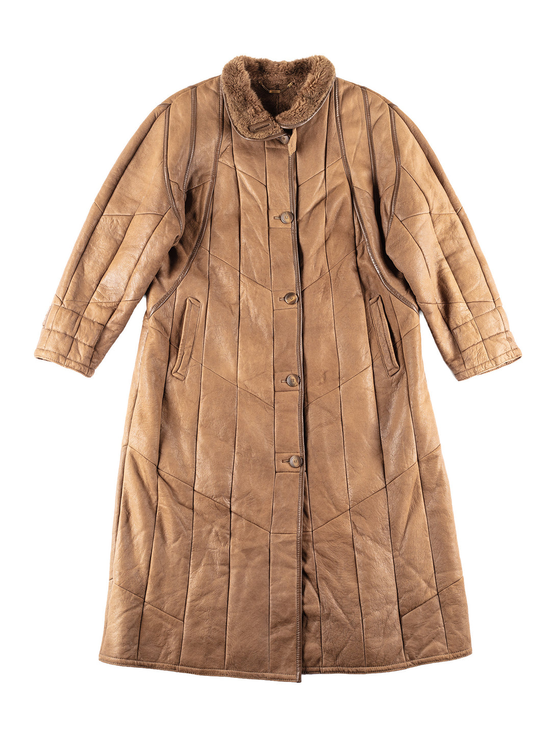 Vintage 80's Women Sheepskin Coat in Brown