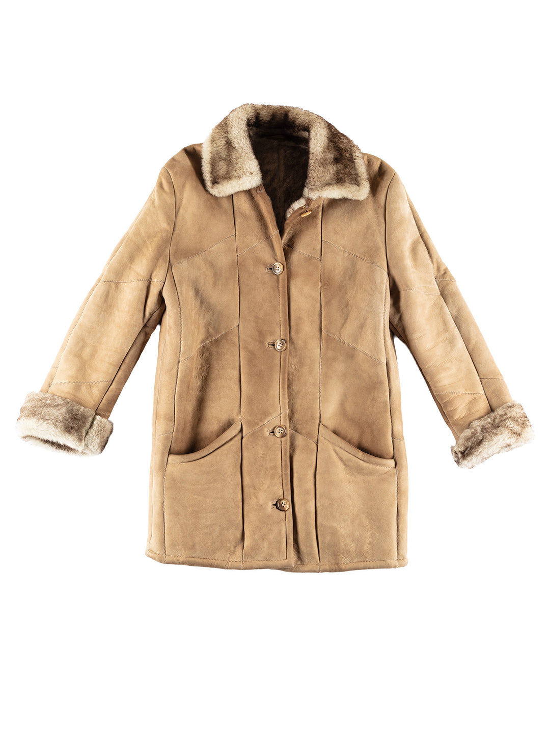 Vintage 70's Women Sheepskin Coat in BeigeMN431
