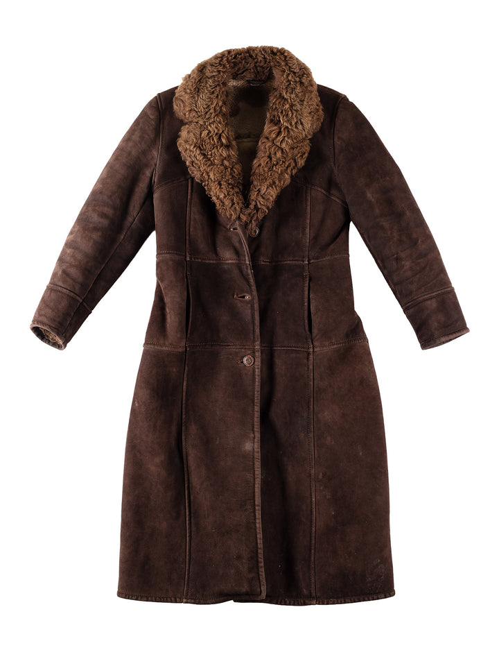 Vintage 70's Women Sheepskin Coat in BrownMN147