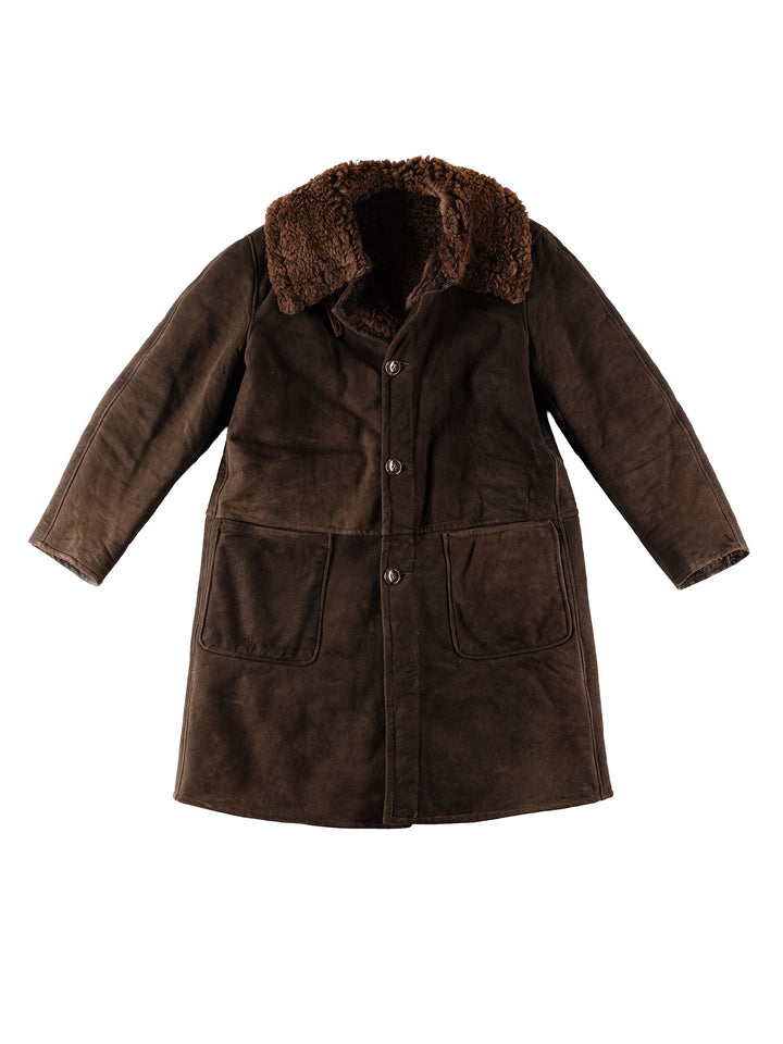 Vintage 80's Men Sheepskin Coat in BrownVN402