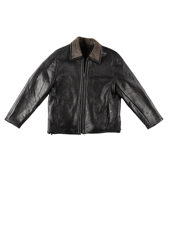 Vintage 80's Men Sheepskin Jacket in BlackVN179