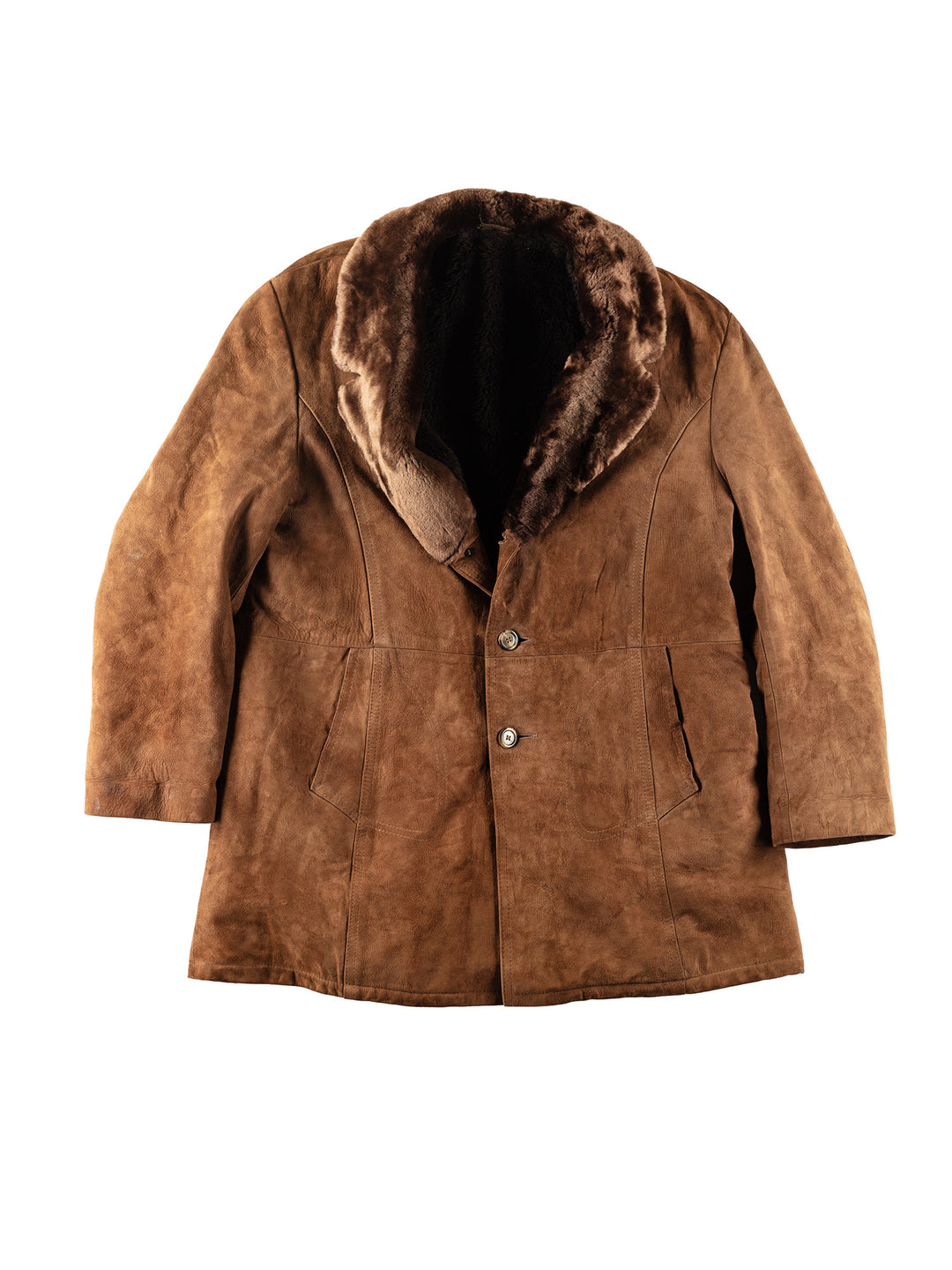 Vintage 90's Men Faux Sheepskin Coat in BrownVN173