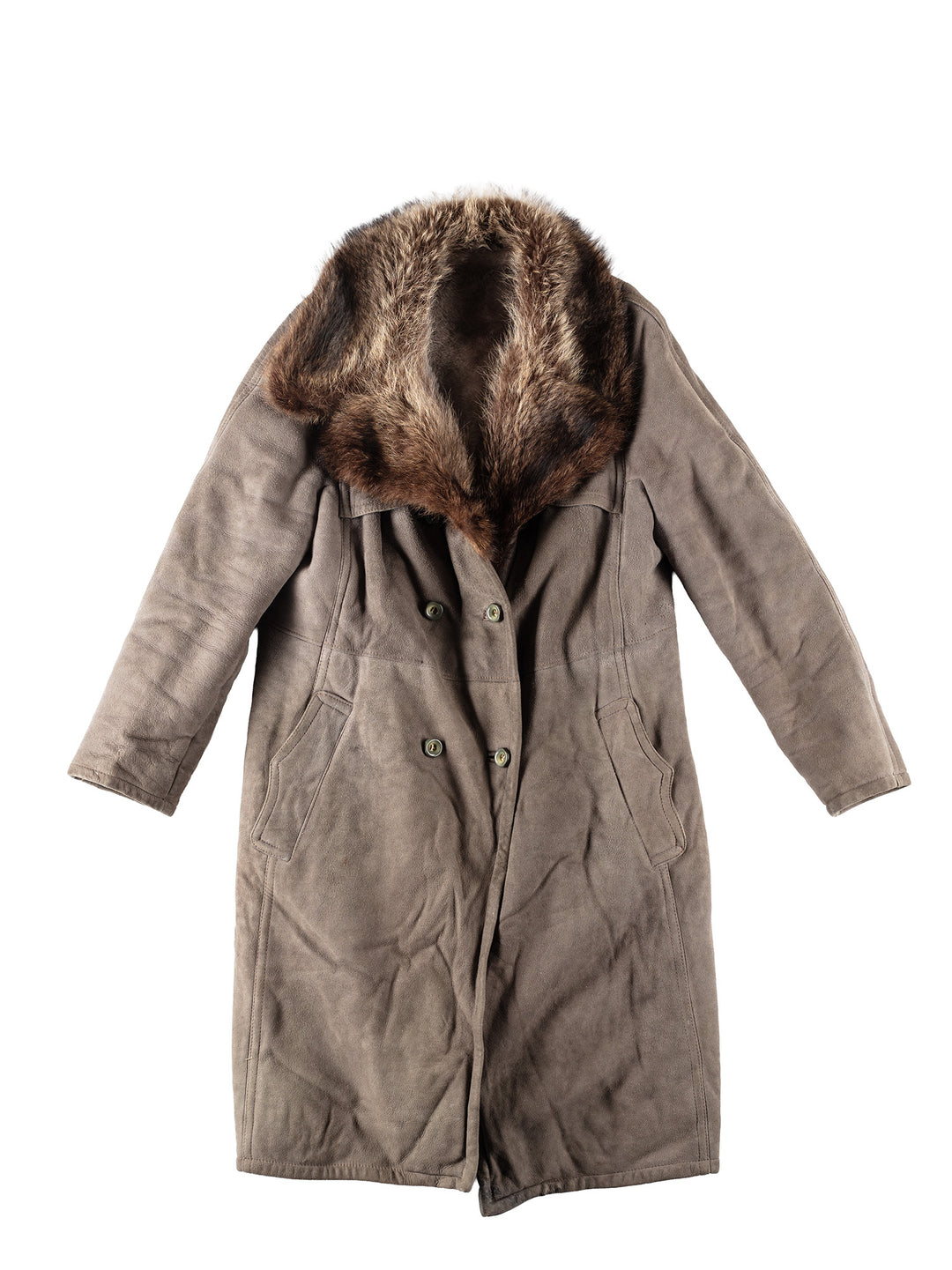 Vintage 80's Women Sheepskin Coat in GrayMN173