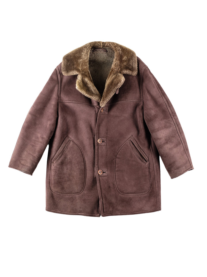 Vintage 80's Men Sheepskin Coat in BrownVN104