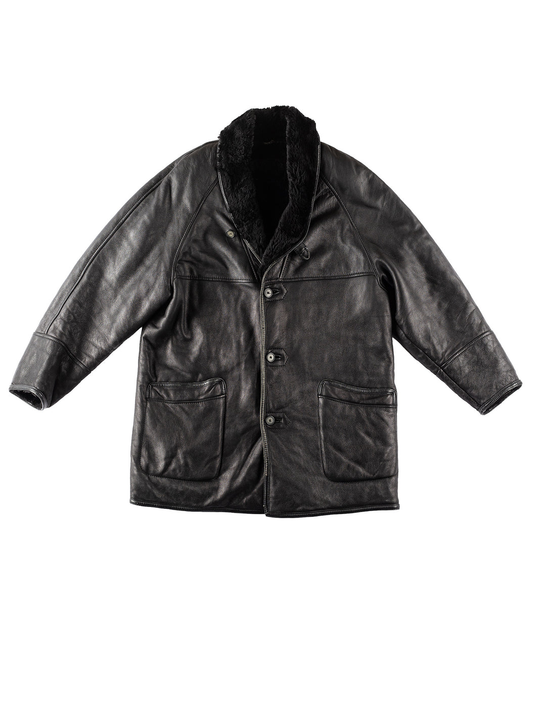 Vintage 90's Men Sheepskin Coat in BlackVN168