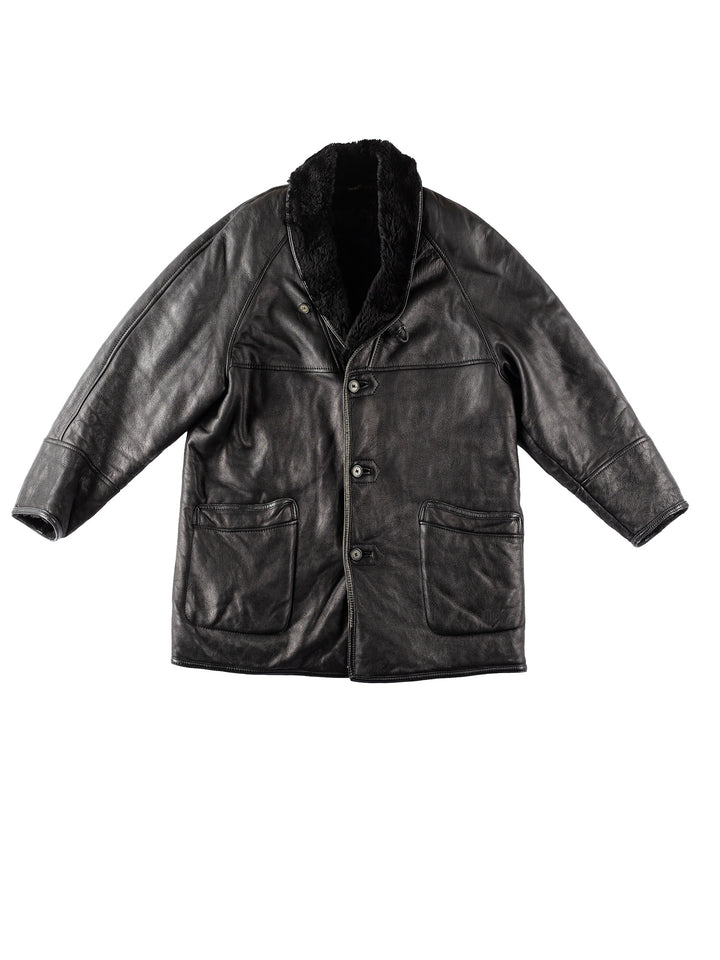 Vintage 90's Men Sheepskin Coat in BlackVN168