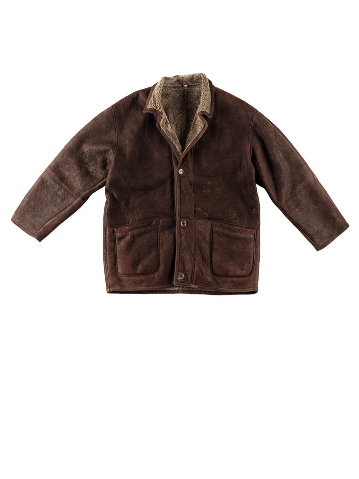 Vintage 80's Men Sheepskin Coat in BrownVN189