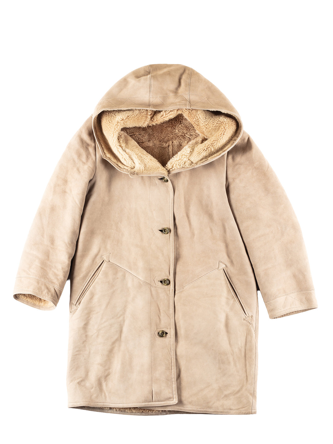 Vintage 80's Women Sheepskin Coat in Beige