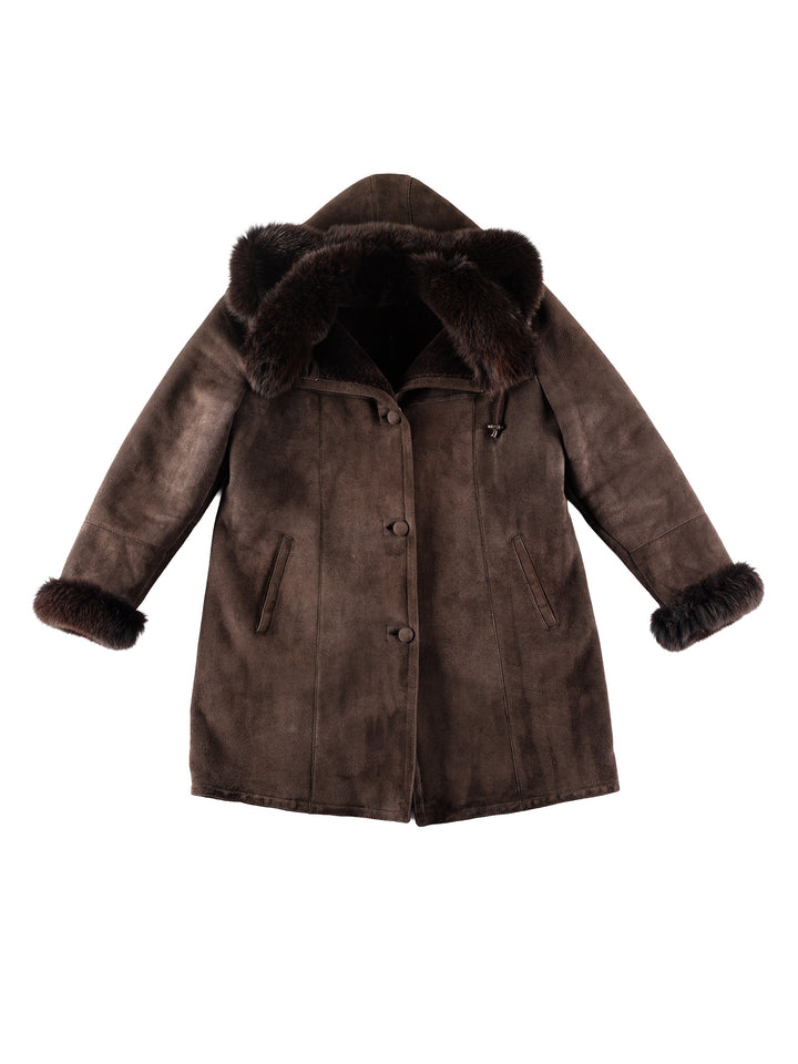Vintage 80's Women Sheepskin Coat in BrownMN236