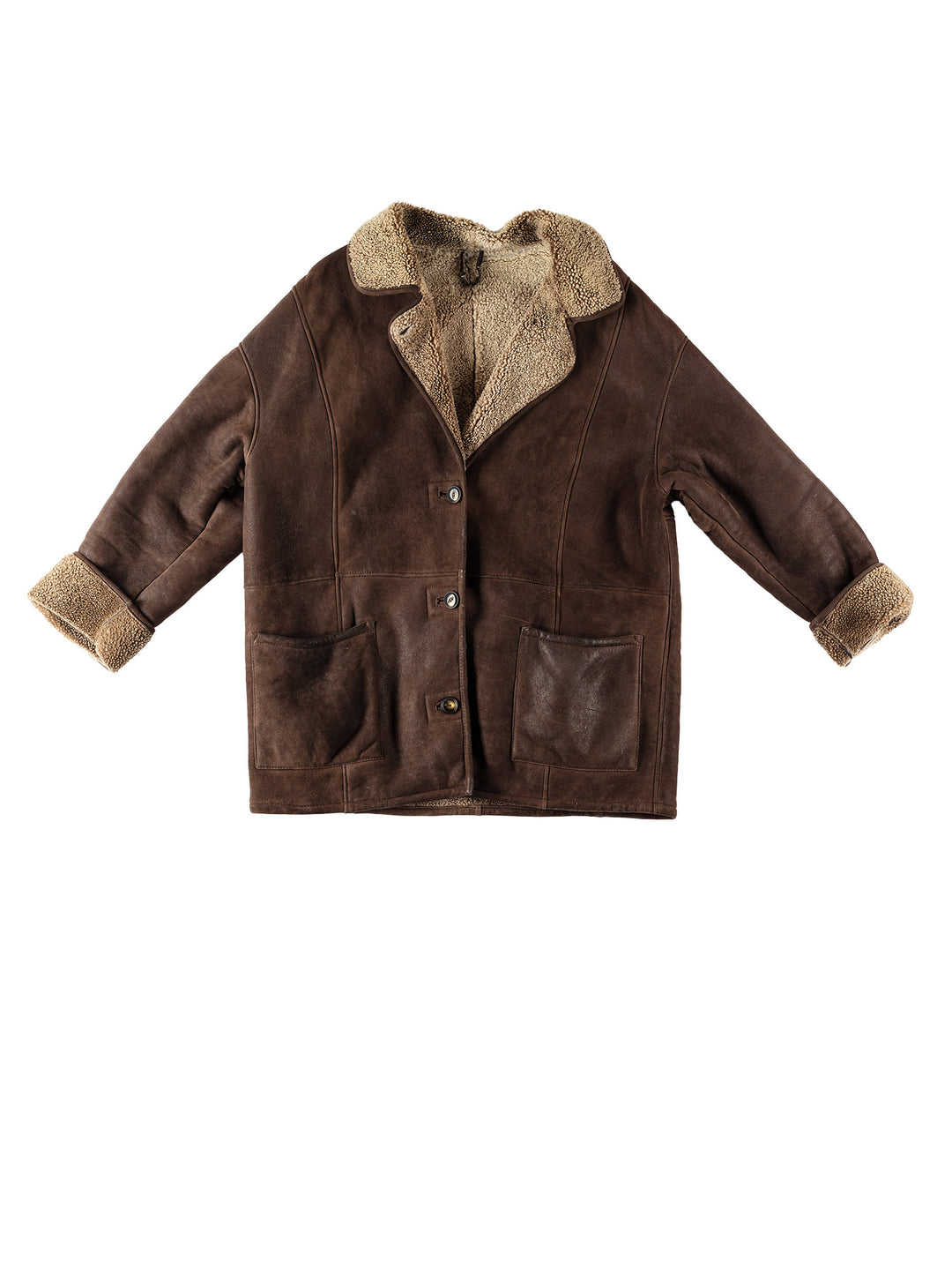 Vintage 80's Women Sheepskin Coat in BrownMN533