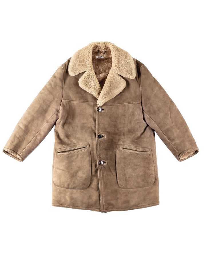 Vintage 80's Men Sheepskin Coat in BeigeVN116