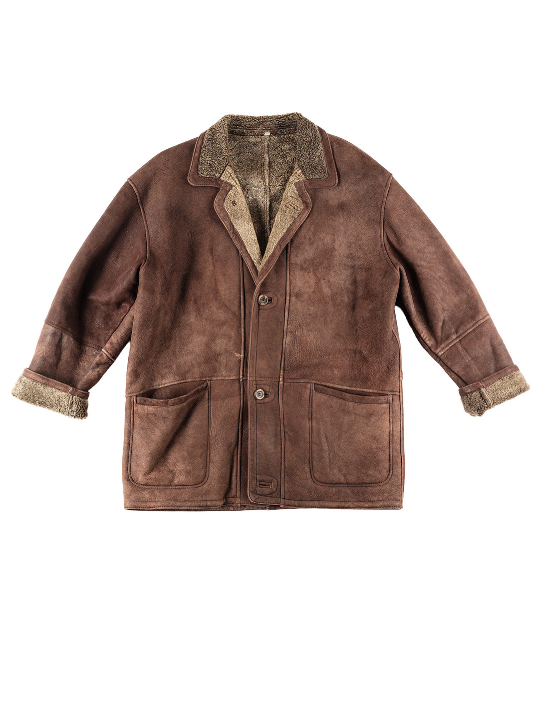 Vintage 80's Men Sheepskin Coat in Brown