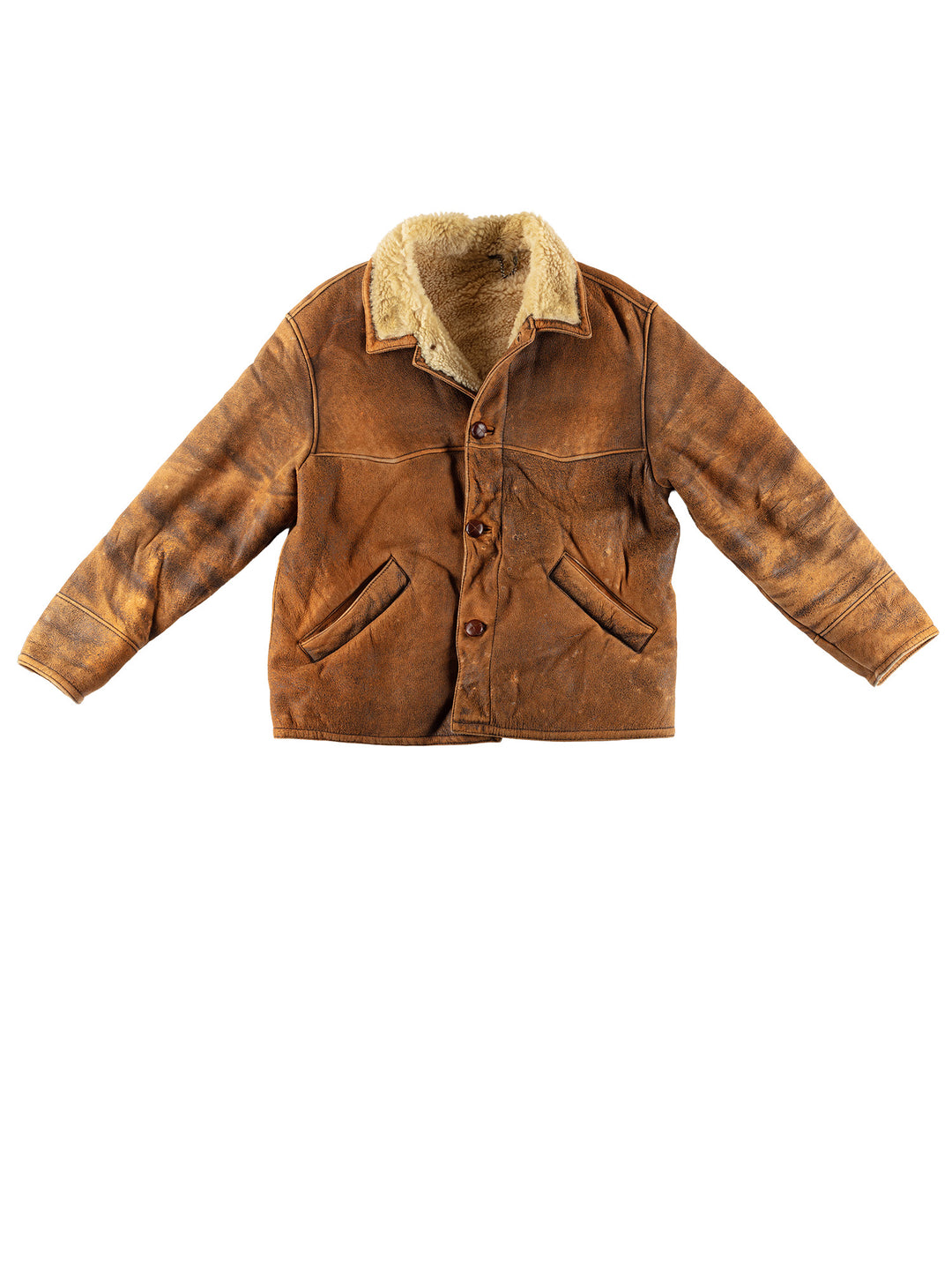 Vintage 80's Men Sheepskin Coat in BrownVN490