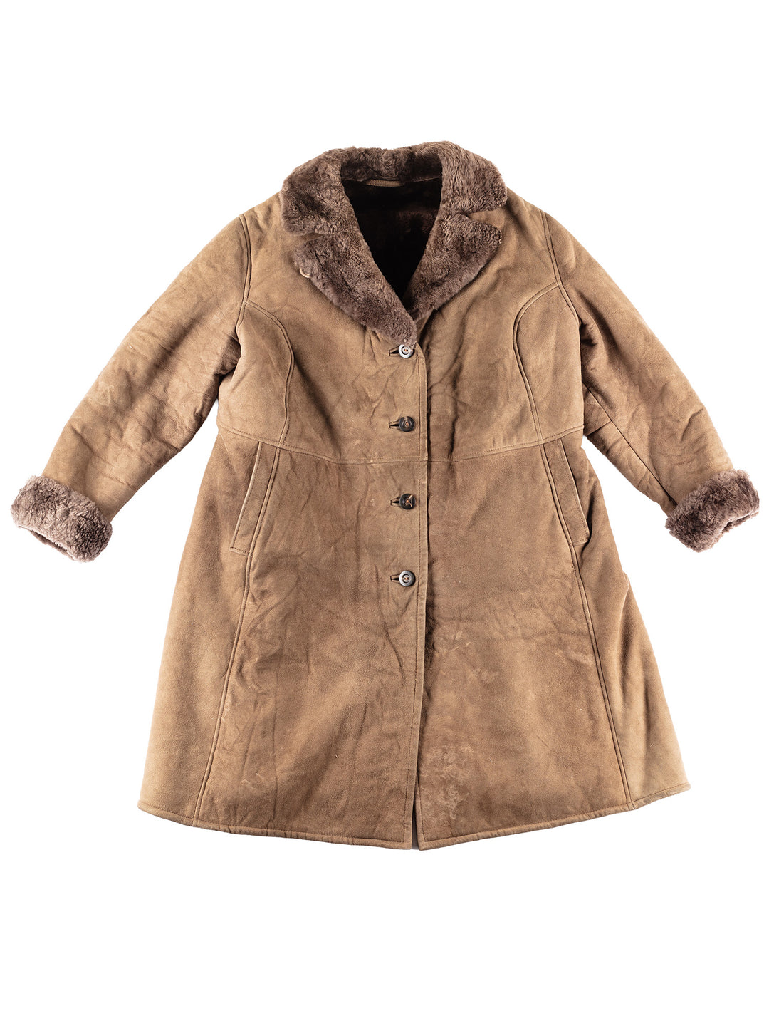 Vintage 90's Women Suede Sherpa Coat in Brown