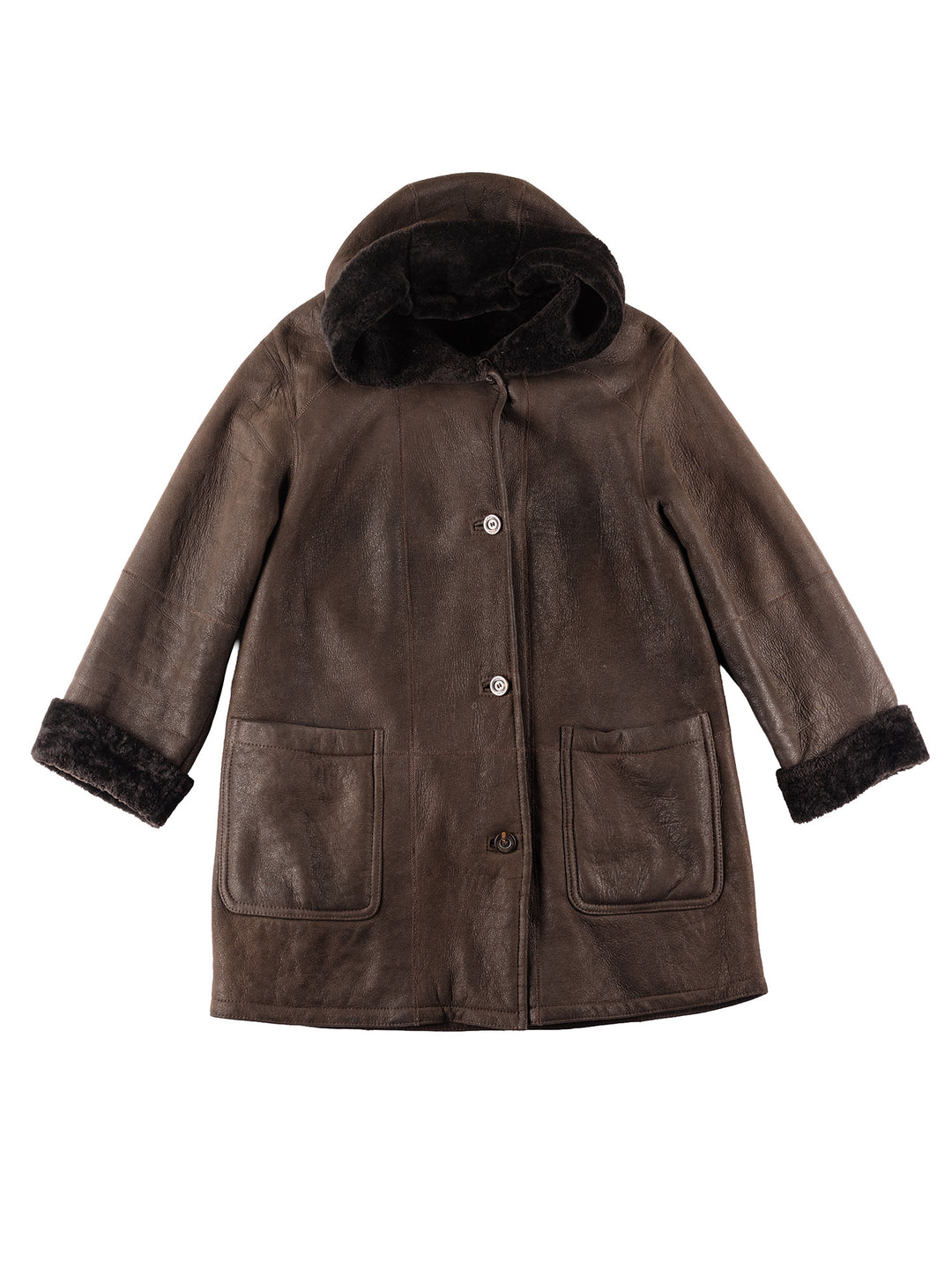 Vintage 80's Women Sheepskin Coat in Brown