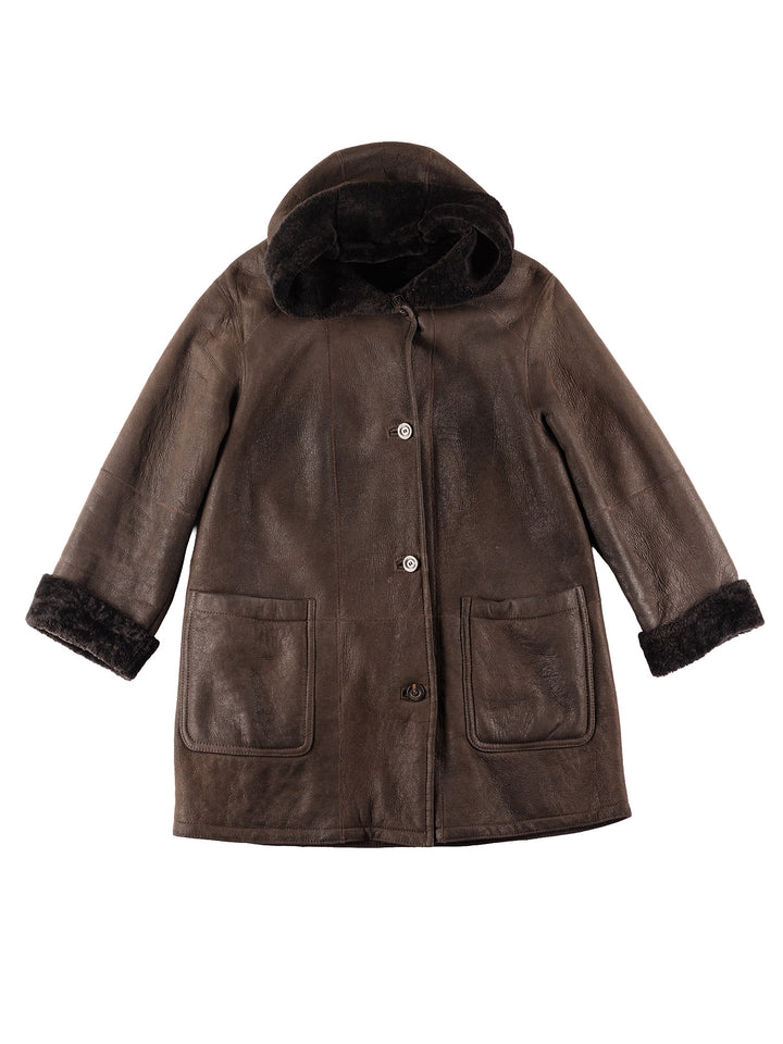 Vintage 80's Women Sheepskin Coat in Brown