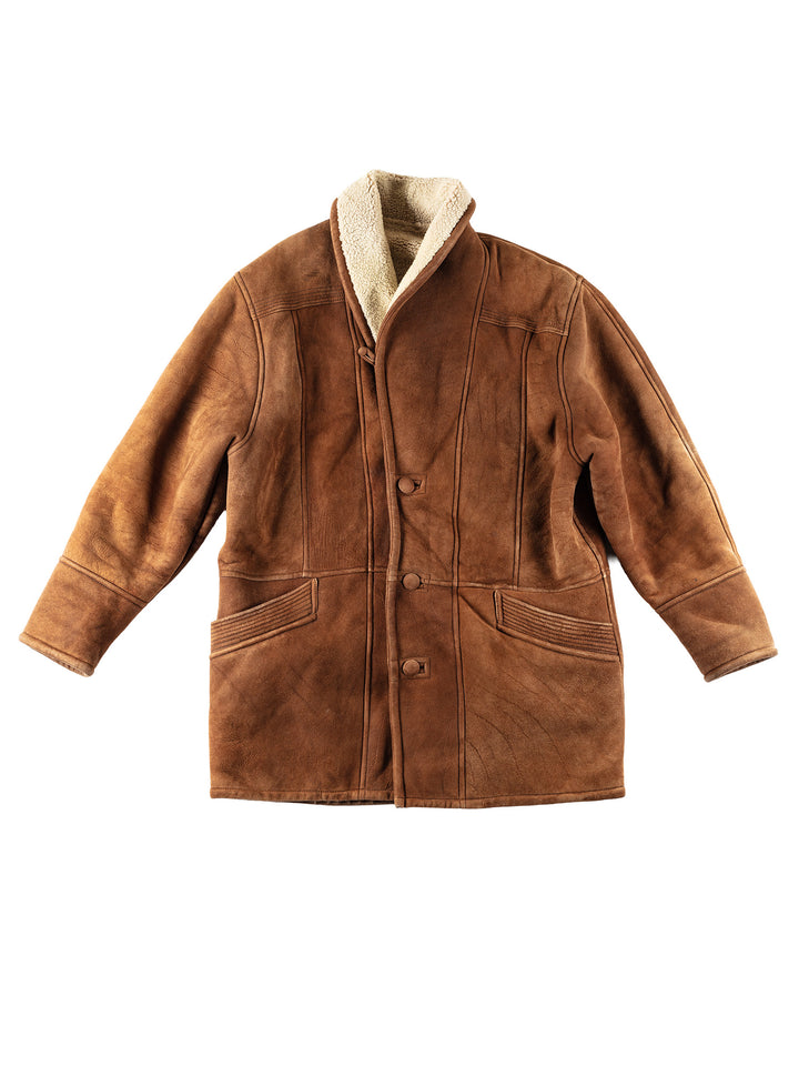 Vintage 90's Men Sheepskin Coat in BrownVN245