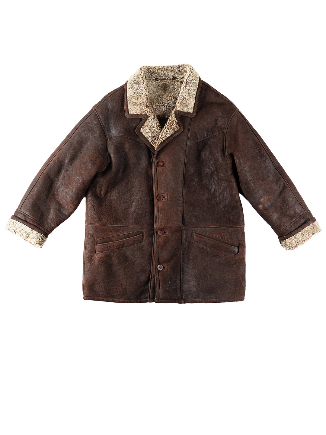 Vintage 80's Men Sheepskin Coat in BrownVN128
