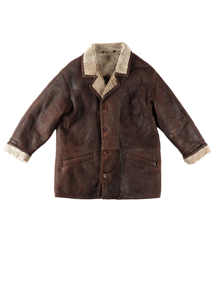 Vintage 80's Men Sheepskin Coat in BrownVN128