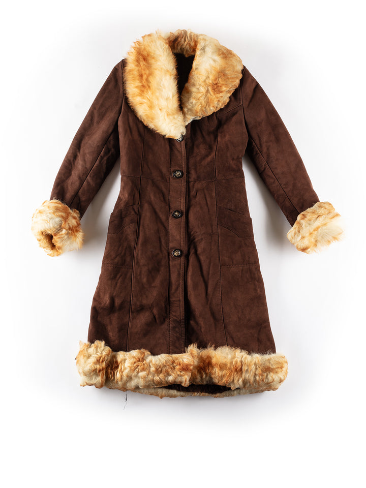 Vintage 70's Women Sheepskin Coat in BrownMN262