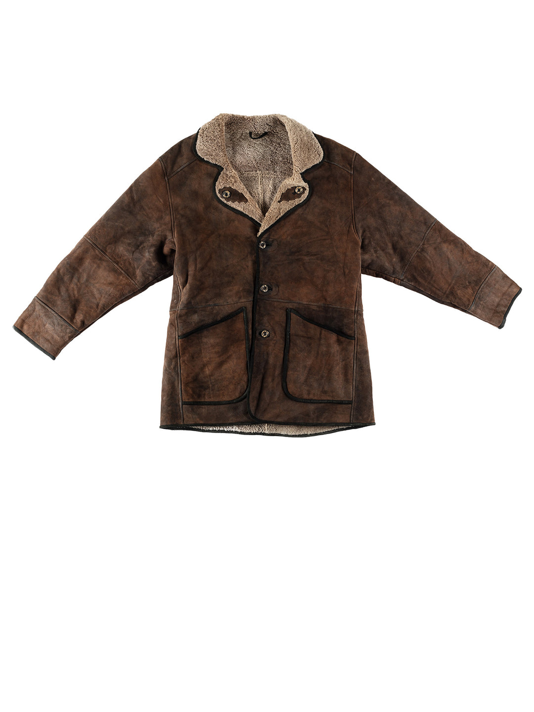 Vintage 80's Men Sheepskin Coat in BrownVN605